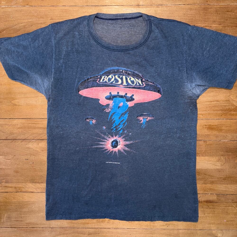 Vintage 1987 Boston Third Stage US Tour T Shirt Single Stitch Rock Band UFO RARE